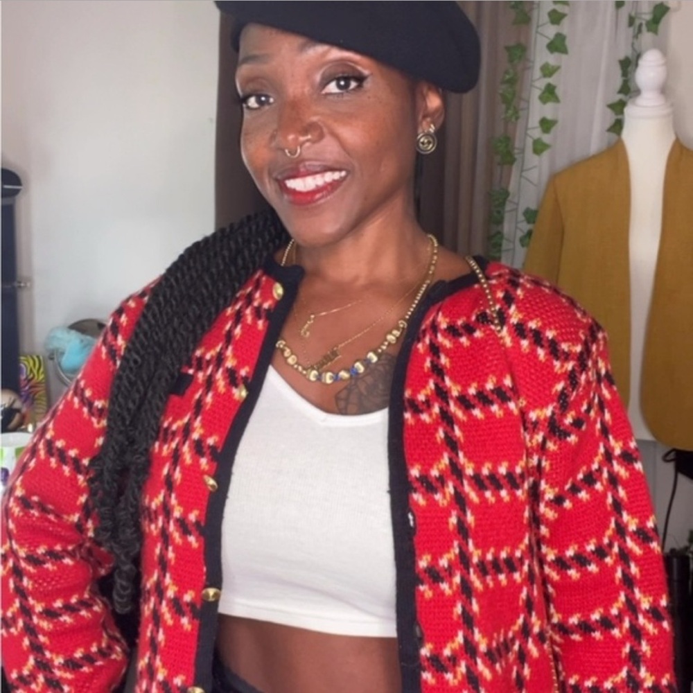 Hasting & Smith Vintage  Red and Black Women's Cardigan